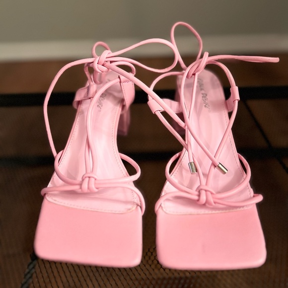 Public Desire Shoes - Public Desire Pink Strappy Heeled Sandals